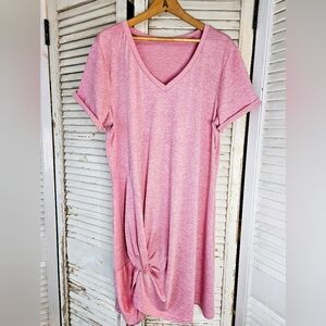 Pink heathered draped front stretch dress XL